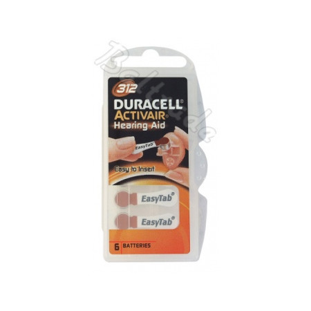 Batteries for hearing aid DURACELL 312 6/1